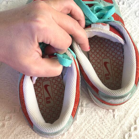 2008 Nike Dunk Low 6.0 Aqua Blue & Orange Suede US 7 EU 38 Skate Y2K Streetwear - Picture 6 of 10